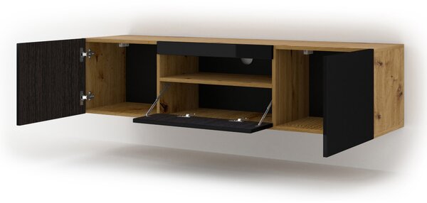 TV stolić/ormarić Aurora (hrast artisan + crna)