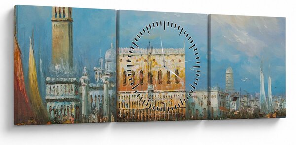 Slika - Gondola skozi Benetke, oljna slika (sa satom) (90x30 cm)