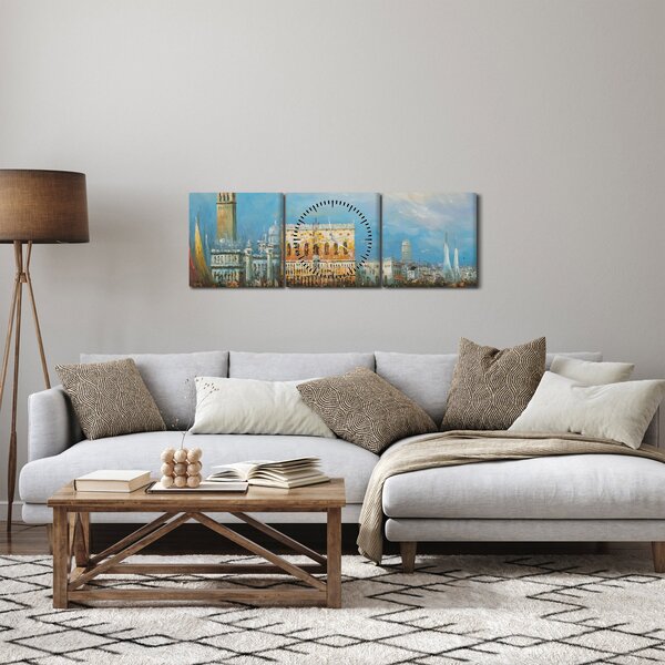 Slika - Gondola skozi Benetke, oljna slika (sa satom) (90x30 cm)