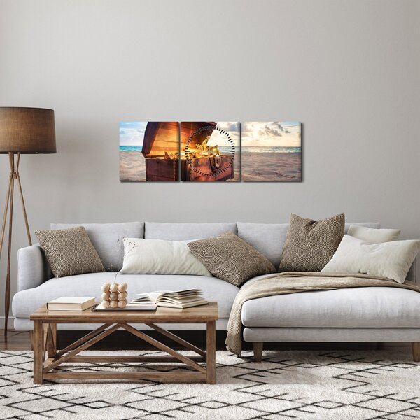 Slika - Zaklad na plaži (sa satom) (90x30 cm)