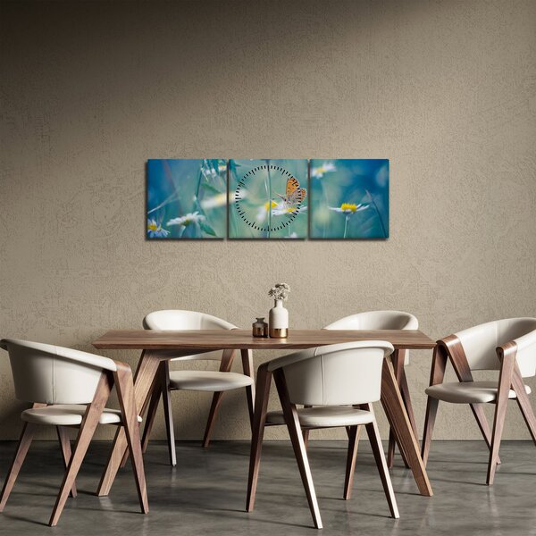 Slika - Metulj na marjetici (sa satom) (90x30 cm)