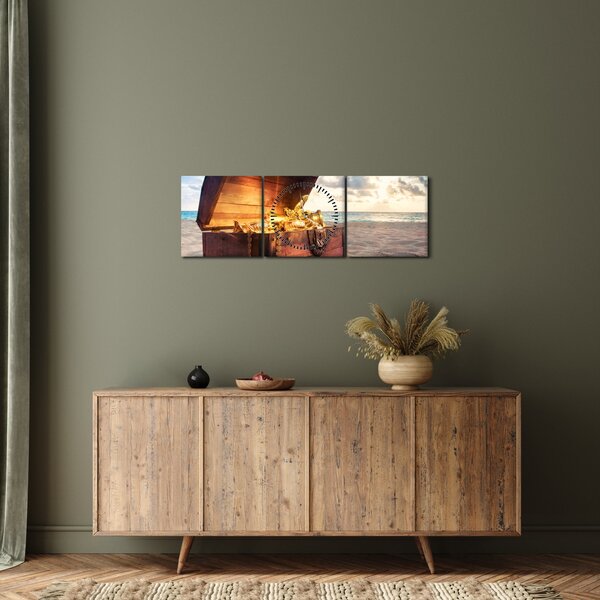Slika - Zaklad na plaži (sa satom) (90x30 cm)