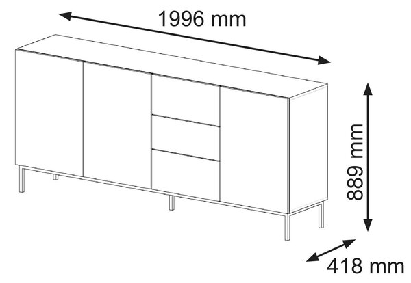 Komoda Rawy 3D3S 2 (bijela + crna)