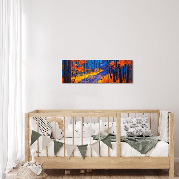 Slika jesenskega gozda (sa satom) (90x30 cm)
