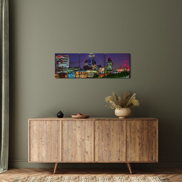Slika - Večerni London (sa satom) (90x30 cm)