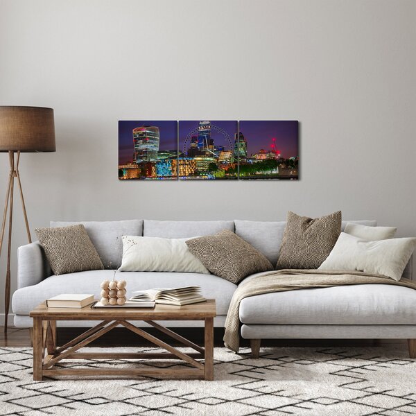 Slika - Večerni London (sa satom) (90x30 cm)