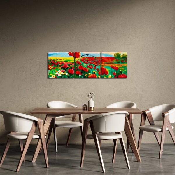 Slika polja z makom (sa satom) (90x30 cm)