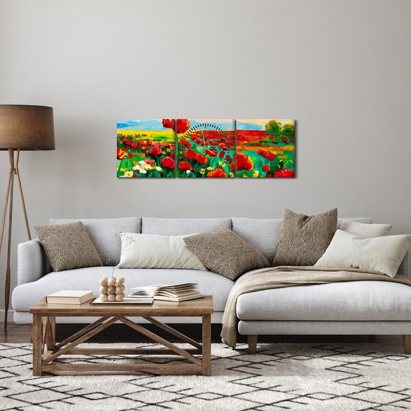 Slika polja z makom (sa satom) (90x30 cm)