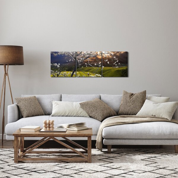 Slika - Cvetoče drevo v pokrajini (sa satom) (90x30 cm)