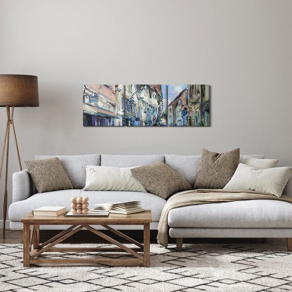 Slika - Aleja starega mesta, akrilna slika (sa satom) (90x30 cm)