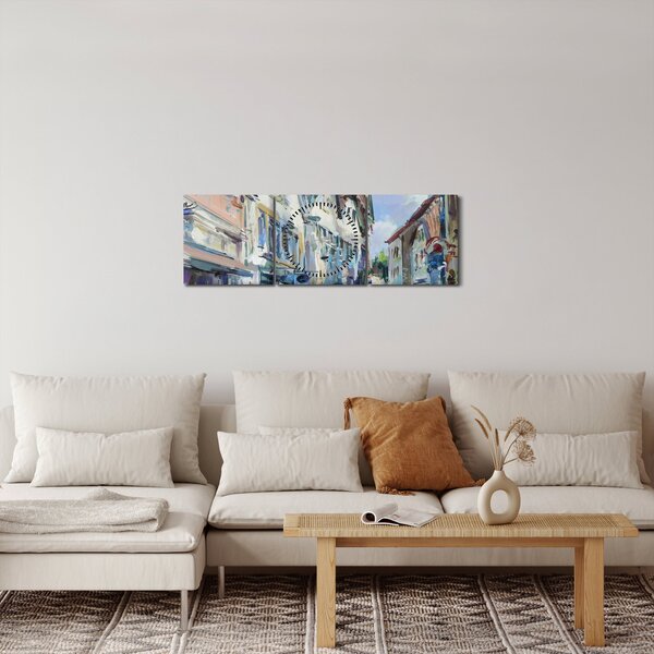 Slika - Aleja starega mesta, akrilna slika (sa satom) (90x30 cm)