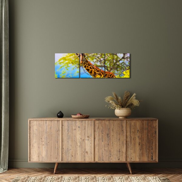 Slika žirafe v Afriki (sa satom) (90x30 cm)