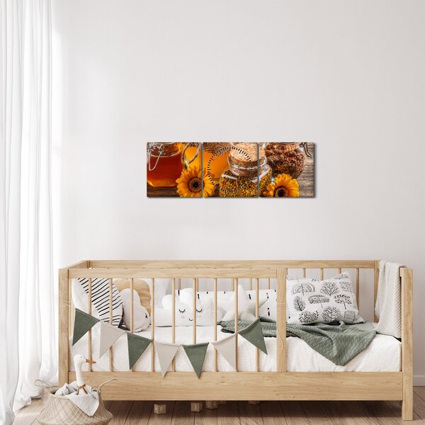 Slika - Tihožitje s kozarci za med (sa satom) (90x30 cm)