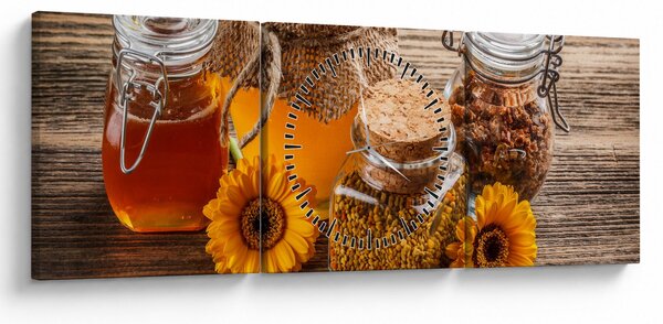 Slika - Tihožitje s kozarci za med (sa satom) (90x30 cm)
