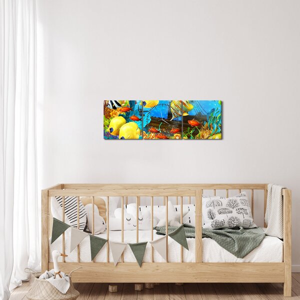 Slika - Barvit koralni greben (sa satom) (90x30 cm)
