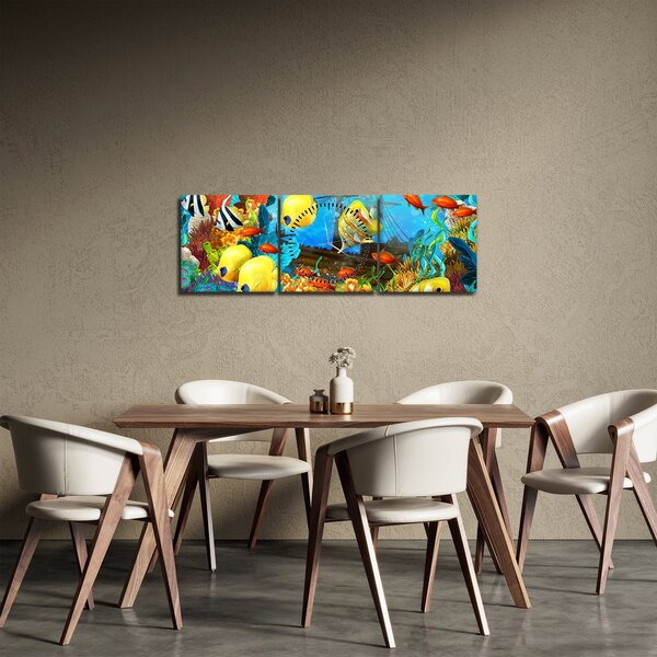 Slika - Barvit koralni greben (sa satom) (90x30 cm)
