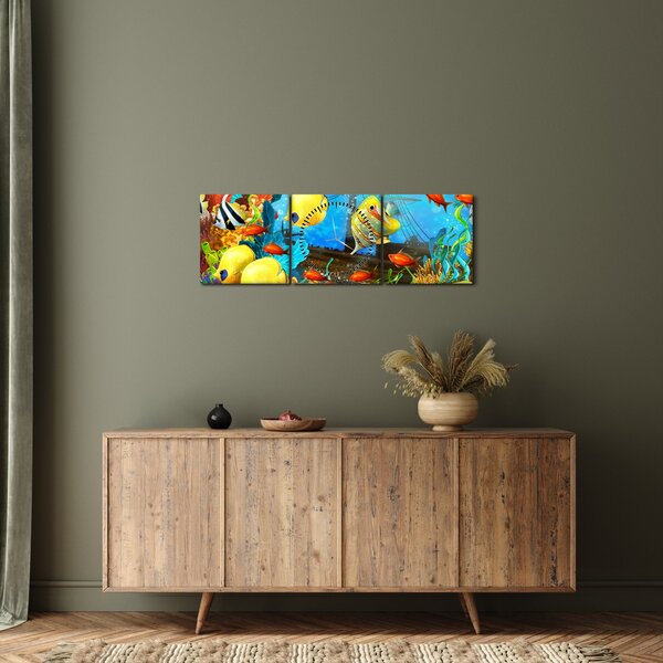 Slika - Barvit koralni greben (sa satom) (90x30 cm)
