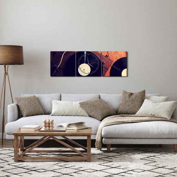 Slika gramofonskih plošč (sa satom) (90x30 cm)