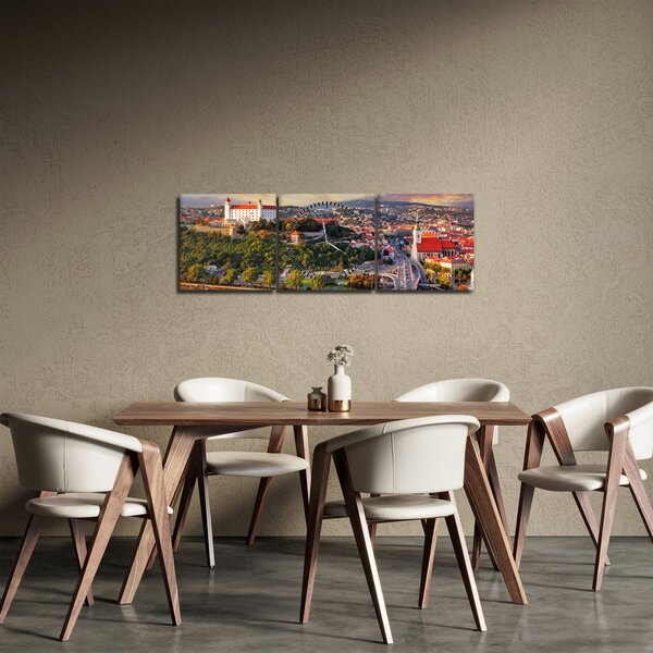 Slika - Panorama Bratislave, Slovaška (sa satom) (90x30 cm)