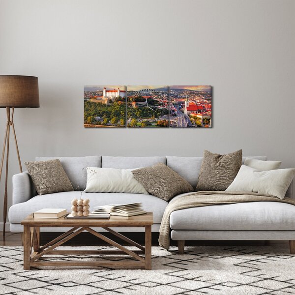 Slika - Panorama Bratislave, Slovaška (sa satom) (90x30 cm)