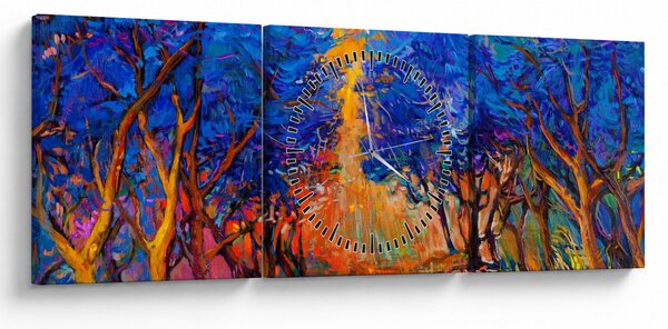 Slika - Jesenske krošnje dreves, moderni impresionizem (sa satom) (90x30 cm)