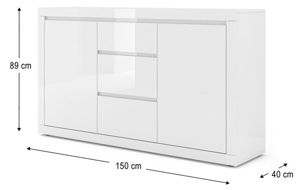 Komoda Belic 3 (bijela sjajna)