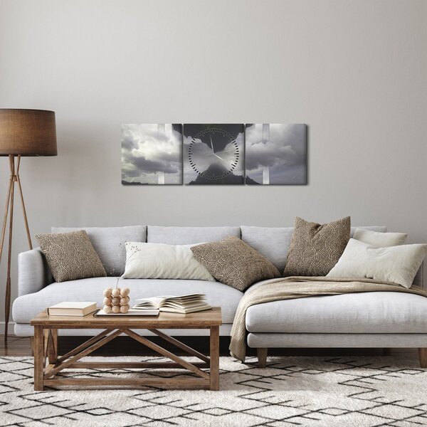 Slika - Gore na Islandiji, geometrijski kolaž (sa satom) (90x30 cm)