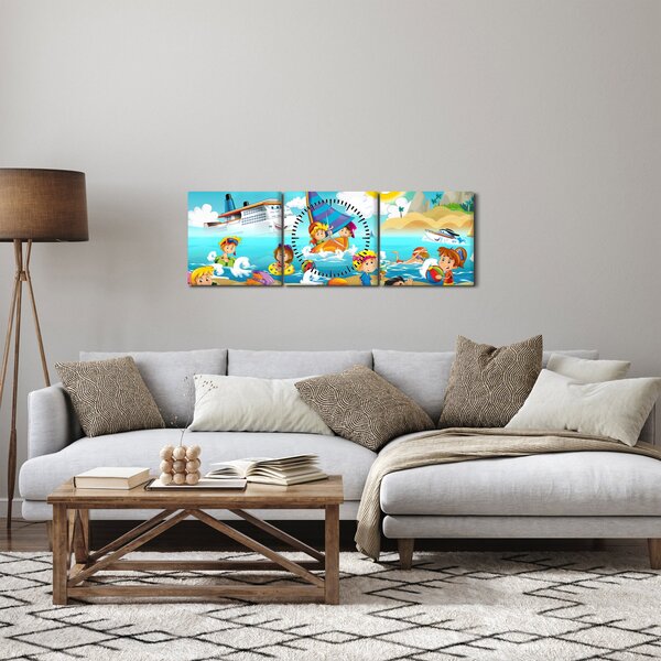 Slika - Dan na plaži (sa satom) (90x30 cm)