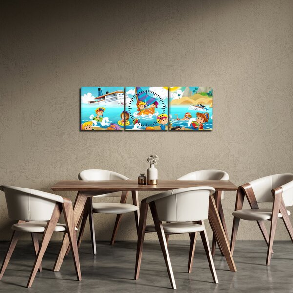 Slika - Dan na plaži (sa satom) (90x30 cm)