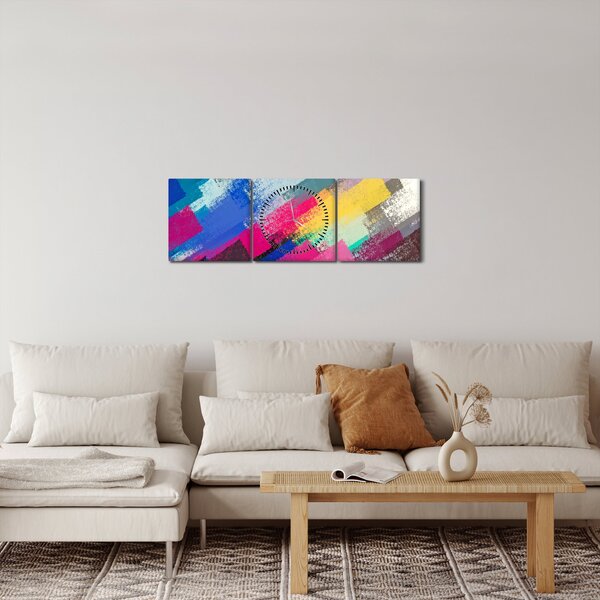 Slika - Barvne poteze s čopičem (sa satom) (90x30 cm)