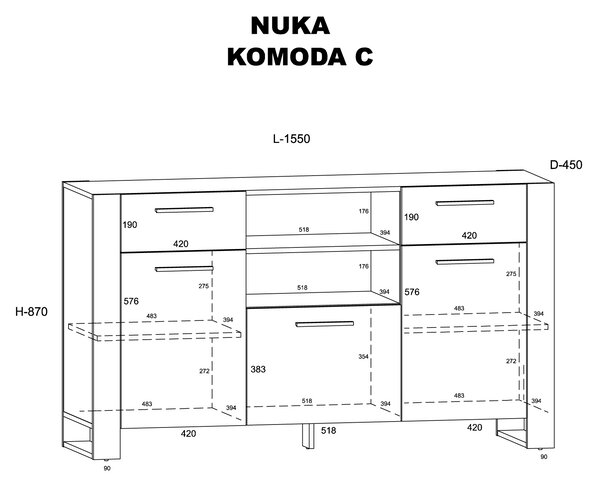 Komoda Nulakka C (hrast grande)