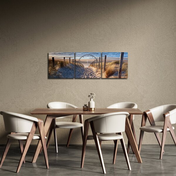 Slika - Cesta do plaže ob Severnem morju, Nizozemska (sa satom) (90x30 cm)
