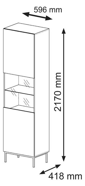 Zondo.hr Vitrina 1DS Rowanna (bijela + crna). 1125018