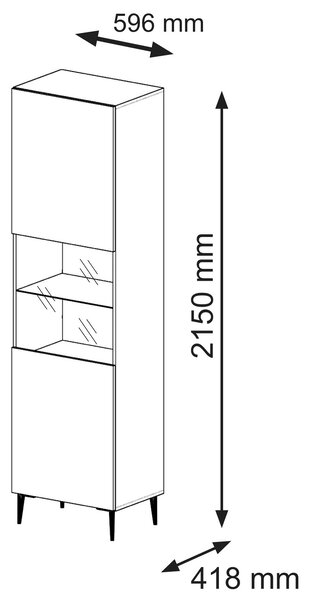 Zondo.hr Vitrina 1DS Rowanna (bijela + crna). 1125020