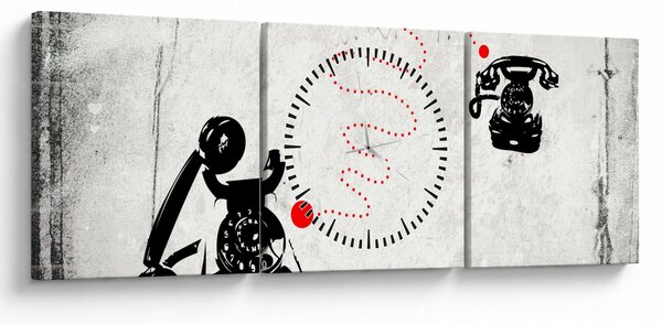 Slika - Telefonska risba v slogu Banksyja (sa satom) (90x30 cm)