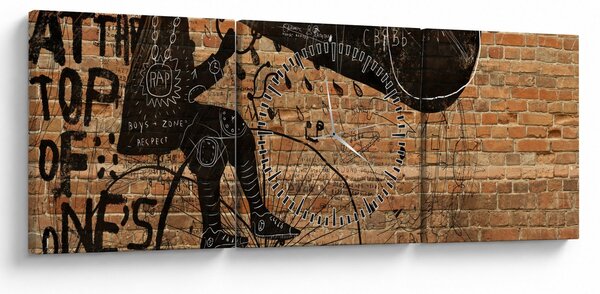 Slika - Moški na kolesu v slogu Banksyja (sa satom) (90x30 cm)