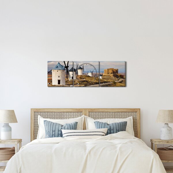 Slika - Mlini na veter Consuegra, Španija (sa satom) (90x30 cm)