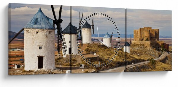 Slika - Mlini na veter Consuegra, Španija (sa satom) (90x30 cm)