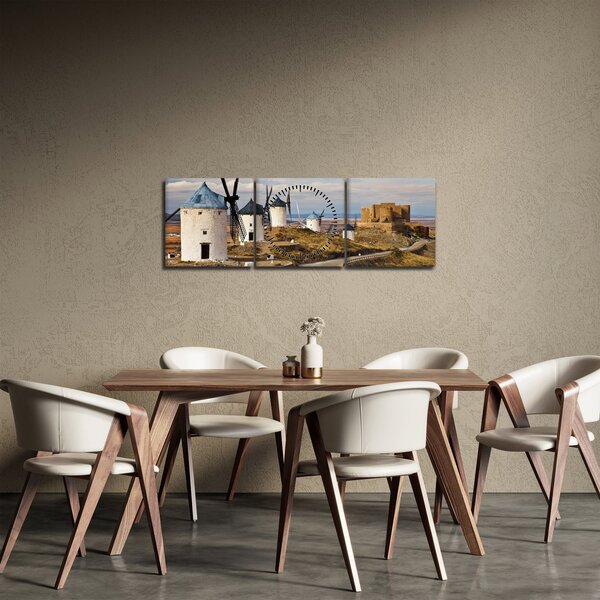 Slika - Mlini na veter Consuegra, Španija (sa satom) (90x30 cm)