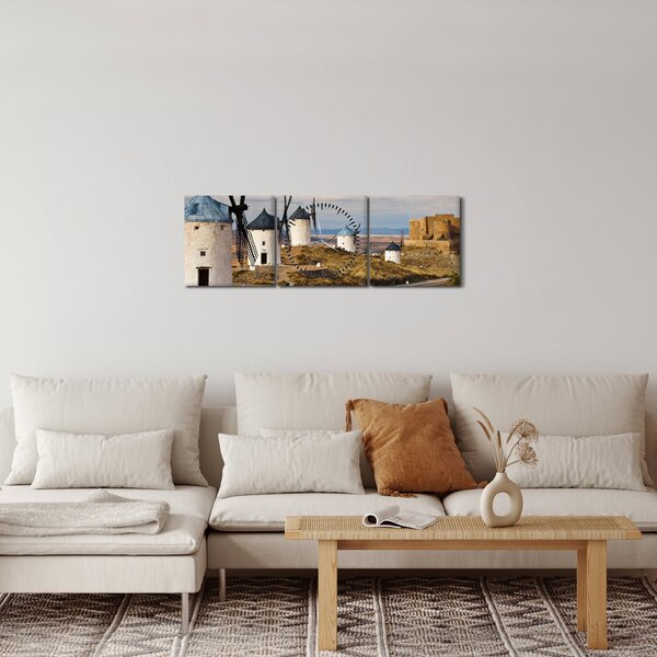 Slika - Mlini na veter Consuegra, Španija (sa satom) (90x30 cm)