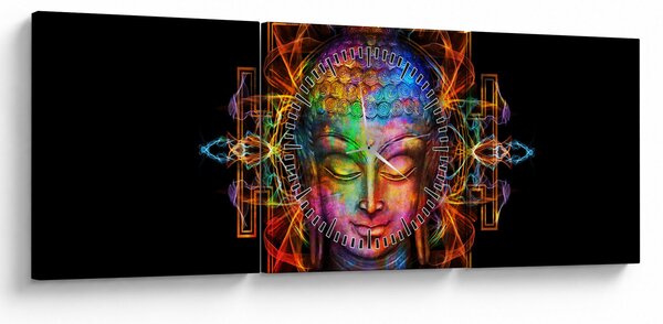 Poslikava - Doprsni kip Bude v neonskih barvah (sa satom) (90x30 cm)
