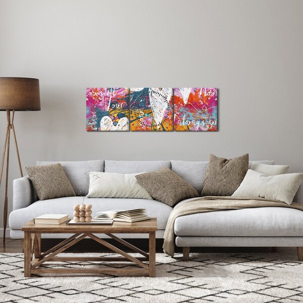 Slika - Srce na abstraktnem ozadju (sa satom) (90x30 cm)