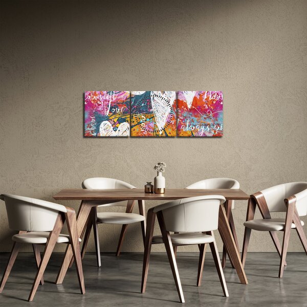 Slika - Srce na abstraktnem ozadju (sa satom) (90x30 cm)