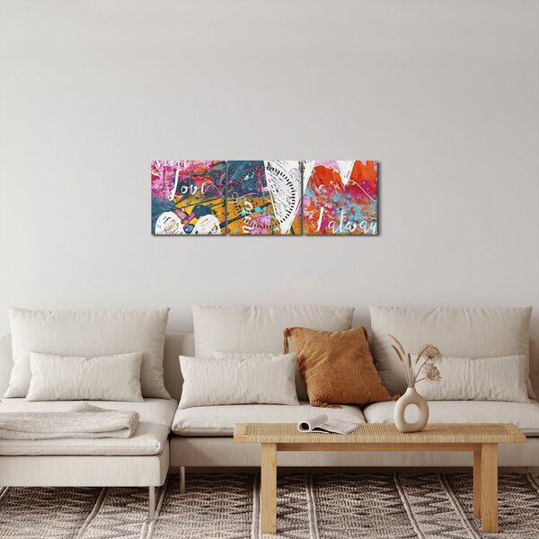 Slika - Srce na abstraktnem ozadju (sa satom) (90x30 cm)