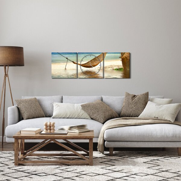 Slika - Sprostite se na plaži (sa satom) (90x30 cm)
