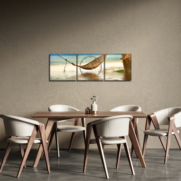 Slika - Sprostite se na plaži (sa satom) (90x30 cm)