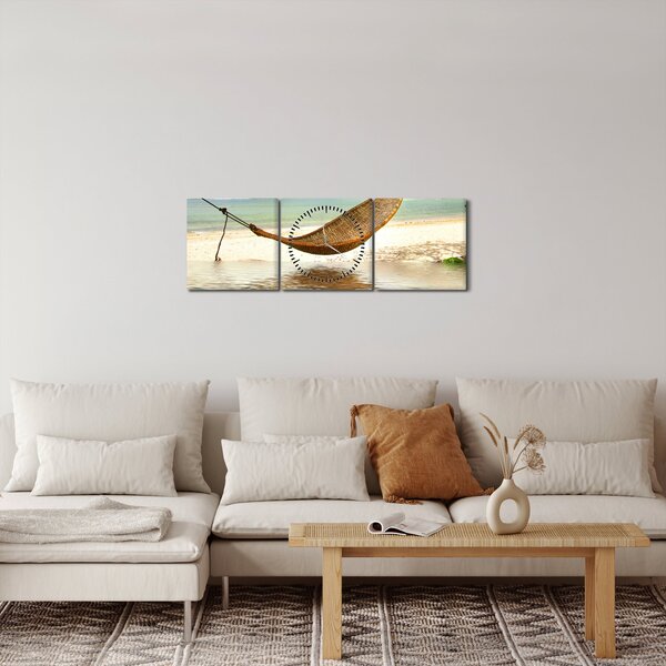 Slika - Sprostite se na plaži (sa satom) (90x30 cm)
