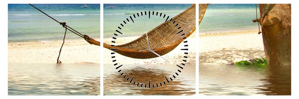 Slika - Sprostite se na plaži (sa satom) (90x30 cm)