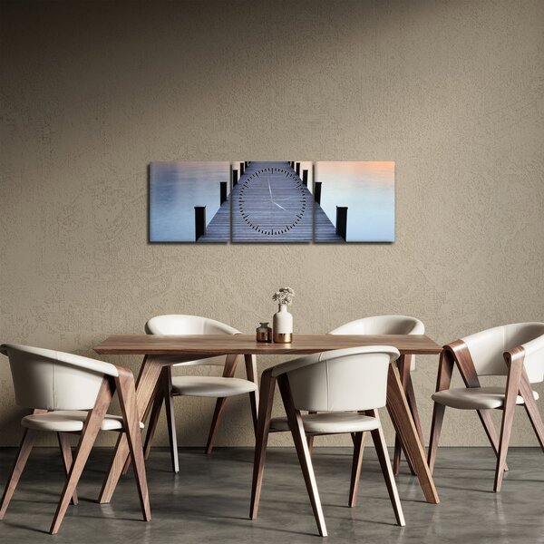 Slika - pomol ob jezeru Starnberger, Bavarska, Nemčija (sa satom) (90x30 cm)