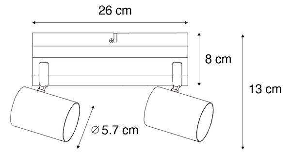 Pametna stropna svjetiljka crna s drvetom 2-svjetla podesiva uklj. Wifi GU10 50mm - Jeana